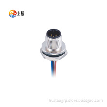 M12 3-core Male Head Waterproof Connector Rear lock